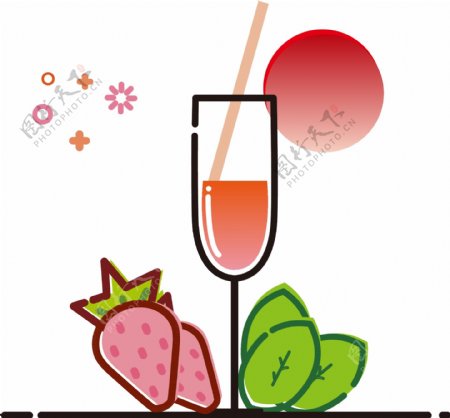 MBE夏日草莓果汁饮料小清新元素