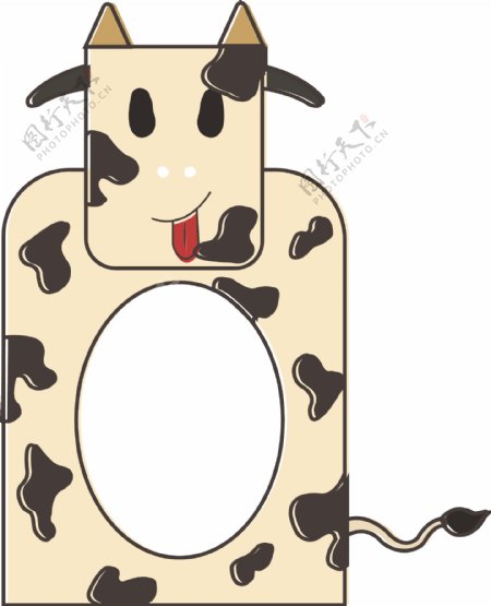 可爱卡通奶牛展示框元素设计