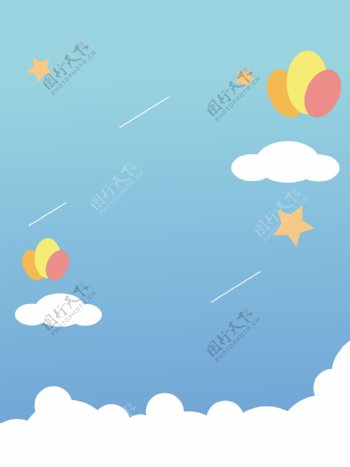 扁平云朵气球节日氛围背景