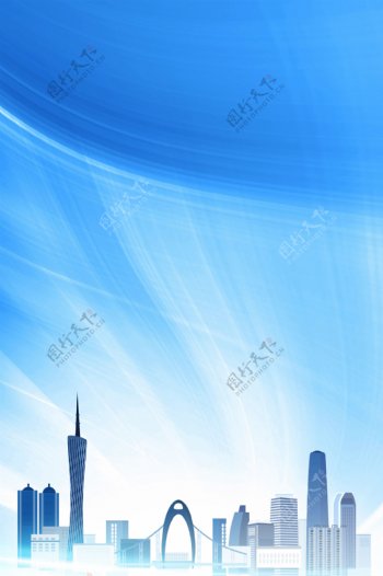 蓝色科技城市背景模板