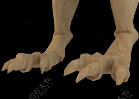 3D立体精细木纹动物爪子木雕