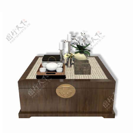 实木中式方形茶桌