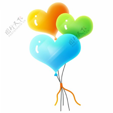 彩色爱心气球插画