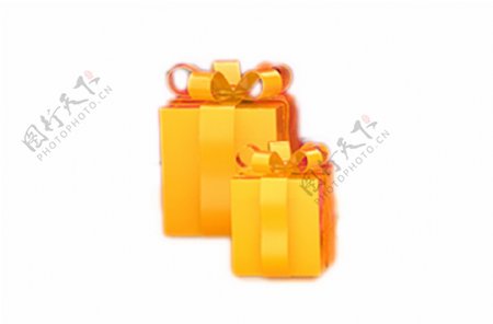 两个黄色的礼物盒