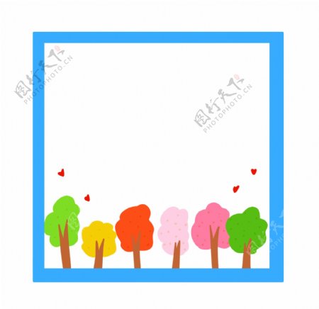 彩色树木装饰边框