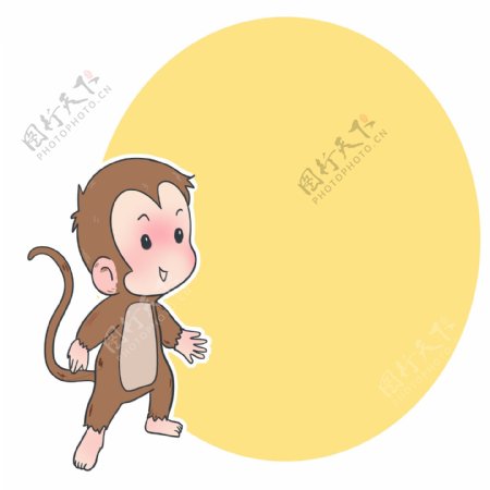 可爱猴子边框插画