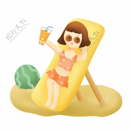 沙滩椅上的女孩