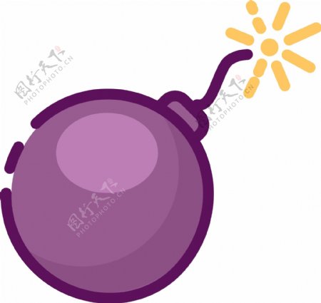 紫色创意炸弹图标元素