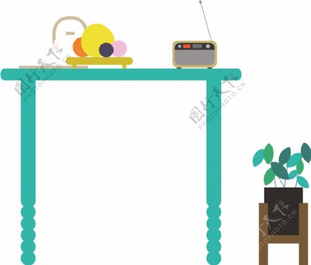 绿色的桌子家具插画