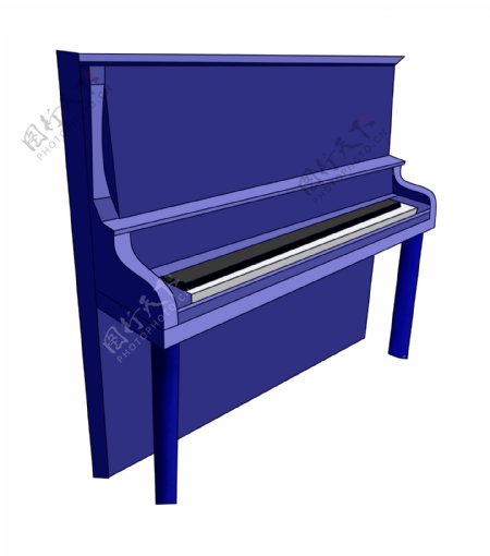 蓝色钢琴卡通插画