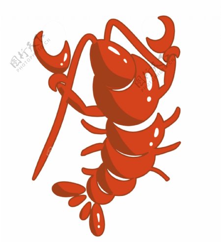 大大的红色龙虾插画
