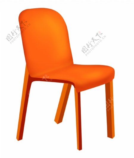 橙色的实木椅子插画