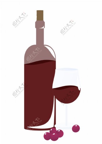红酒杯红酒瓶插画