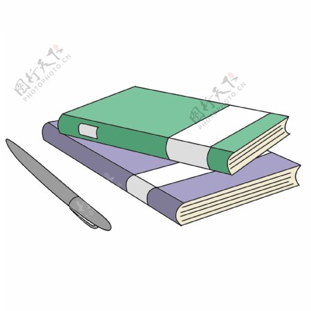 两本书和一支笔插图