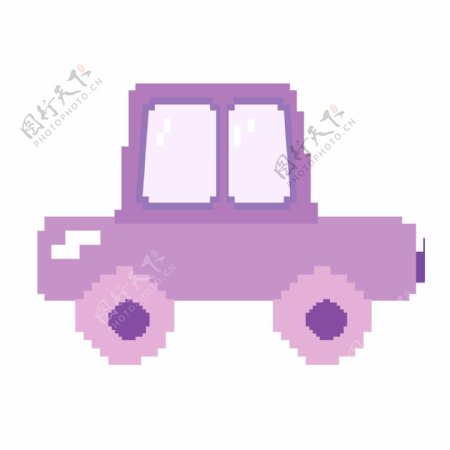 紫色卡通汽车像素画