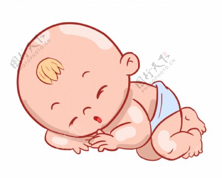熟睡的婴儿装饰插画