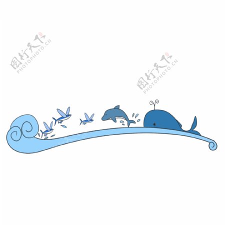 蓝色的海浪装饰插画