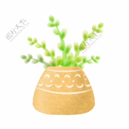 春季盆栽装饰插画