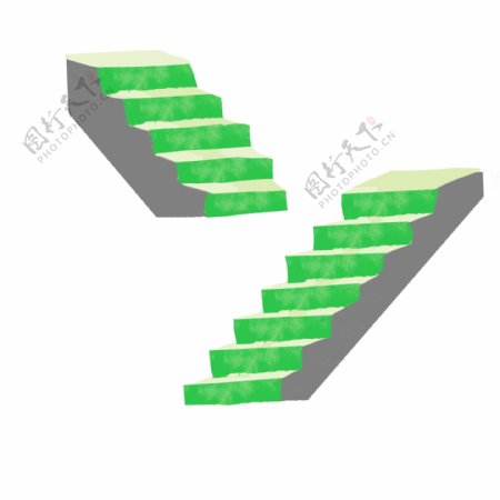 绿色的楼梯装饰插画