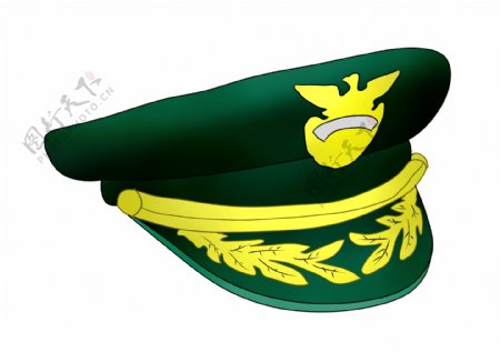 绿色的警帽装饰插画