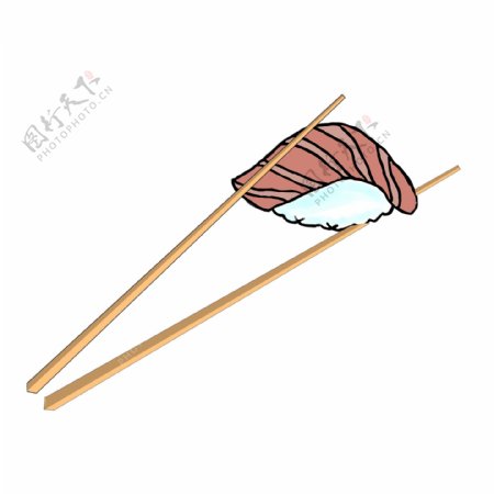筷子夹起寿司插画