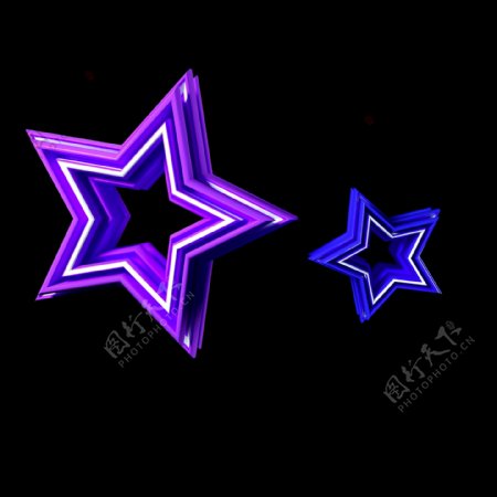 C4D紫色立体五角星免扣