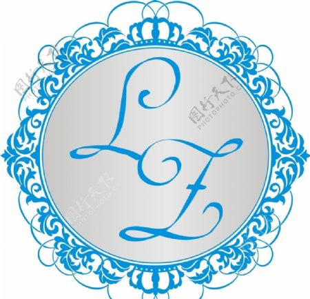 蓝色皇冠边框圆形logo