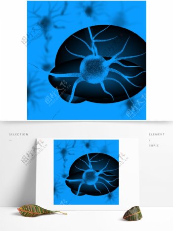 蓝色病毒神经脑力科技矢量背景