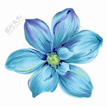 蓝色花朵装饰素材