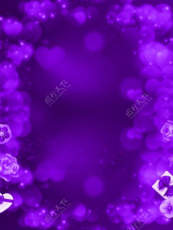 唯美紫色爱心520表白背景素材