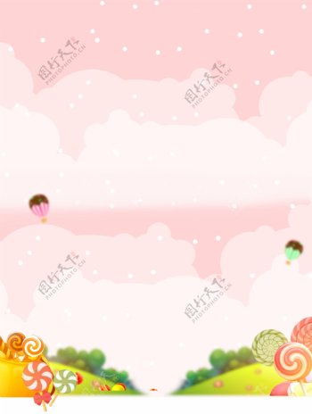 粉色梦幻棒棒糖六一儿童节背景