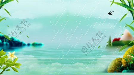 雨季湖面广告背景