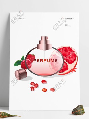 手绘石榴树莓果香系列香水矢量图