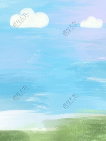 彩绘蓝天白云通用背景