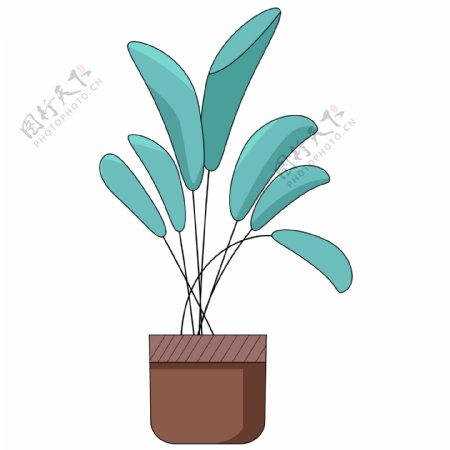 水彩盆栽植物装饰PNG免抠图
