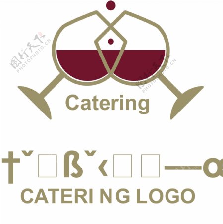 餐饮红酒标志简约碰杯logo