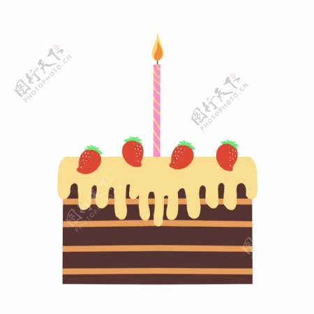 生日草莓蜡烛蛋糕