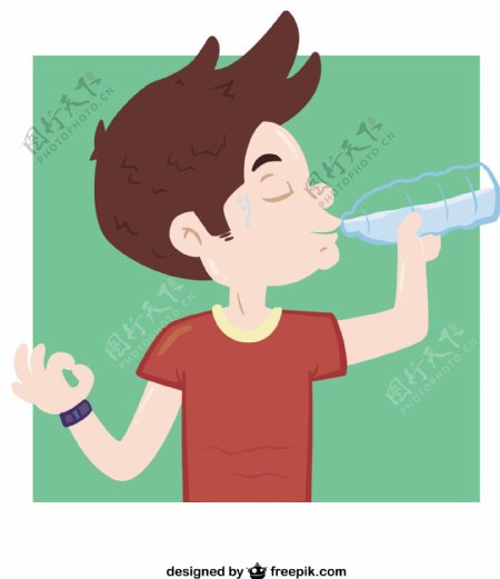 男孩喝的水