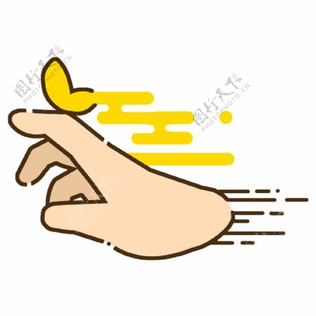 黄色蝴蝶图案手势