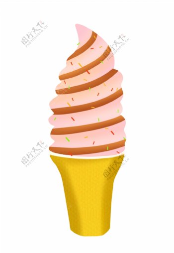 粉色水果冰淇淋