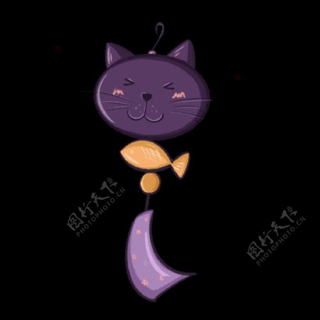 小猫咪紫色风铃
