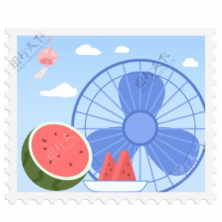 西瓜邮票装饰