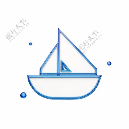 蓝色立体帆船
