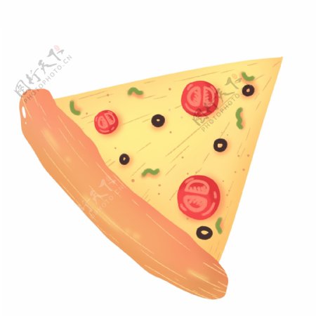 黄色美味夏季美食披萨