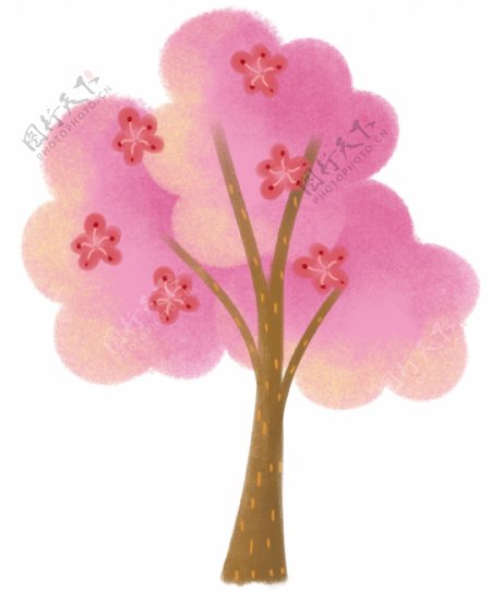 开满花的粉色树