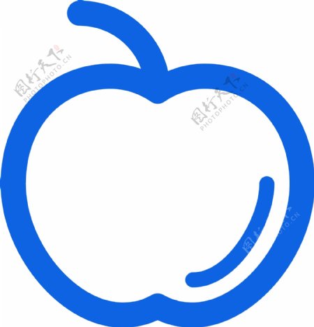蓝色线描苹果