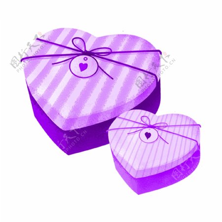紫色爱情礼盒装饰元素