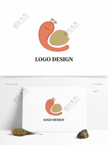 小清新蜗牛logo标识矢量