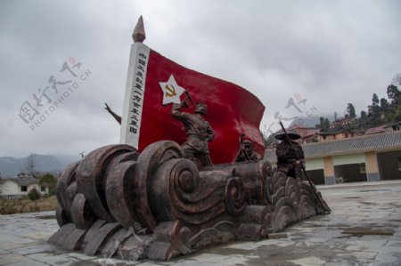 红色文化雕塑红军塑钢