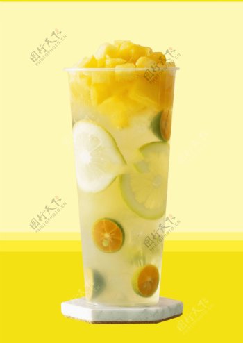 芒果柠檬青橘水果茶
